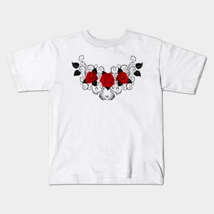Symmetrical Pattern of Red Roses (without a shadow) Kids T-Shirt